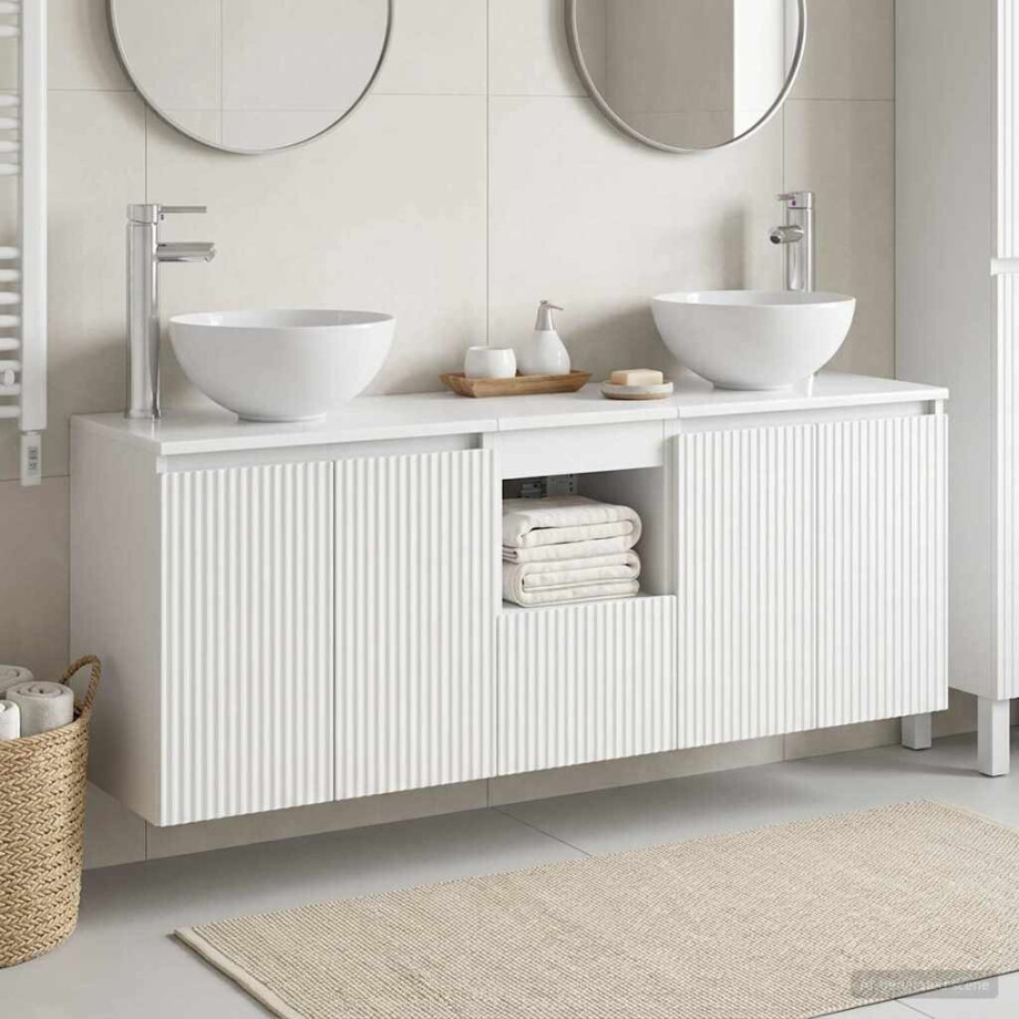 vidaXL Badkamerkastenset 3 st Wit 49,5 x 41 x 64,5 cm Bewerkt hout afbeelding 1