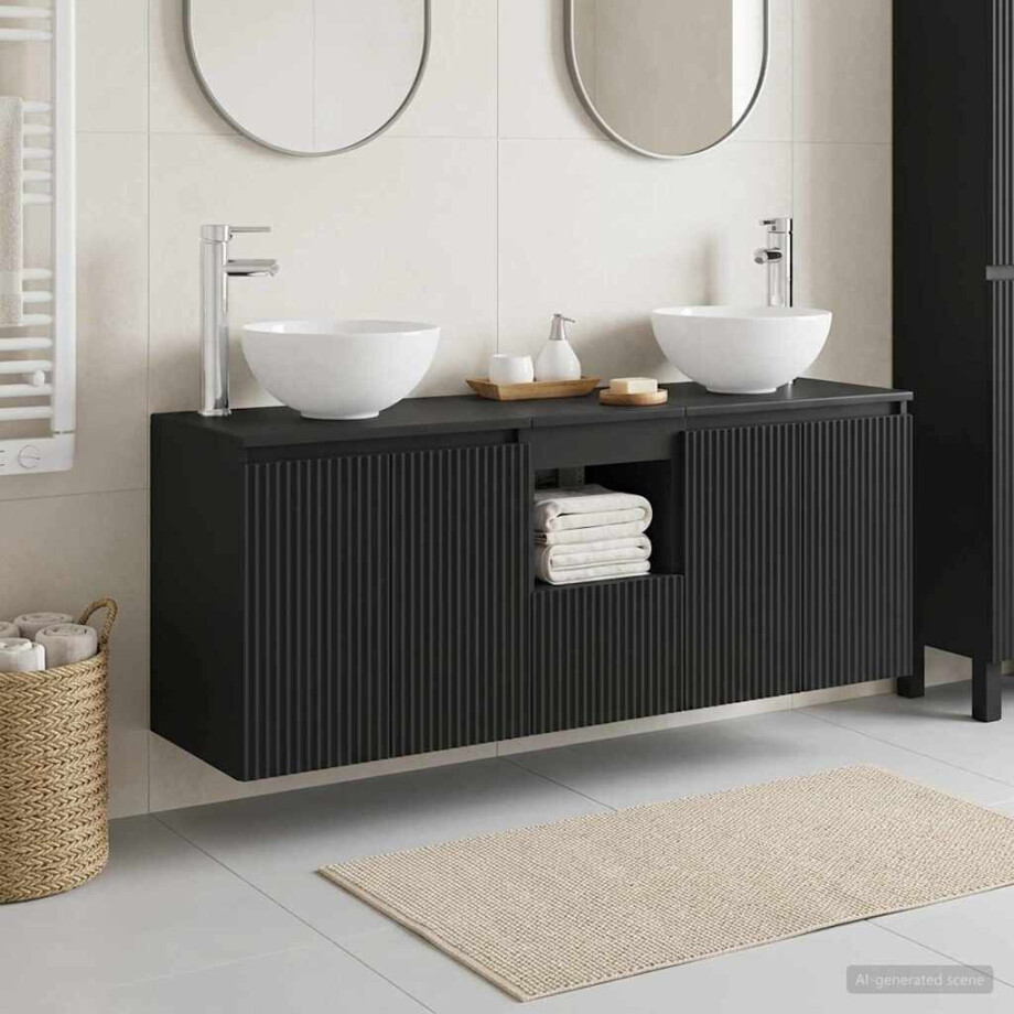 vidaXL Badkamerkastenset 3 st Zwart 49,5 x 41 x 64,5 cm Bewerkt hout vidaXL Badkamerkastenset 3 st Zwart 49,5 x 41 x 64,5 cm Bewerkt hout afbeelding 1