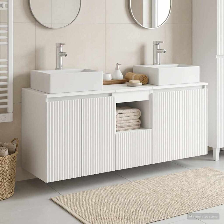 vidaXL Badkamerkastenset 3 st Wit 49,5 x 41 x 62,5 cm Bewerkt hout afbeelding 1
