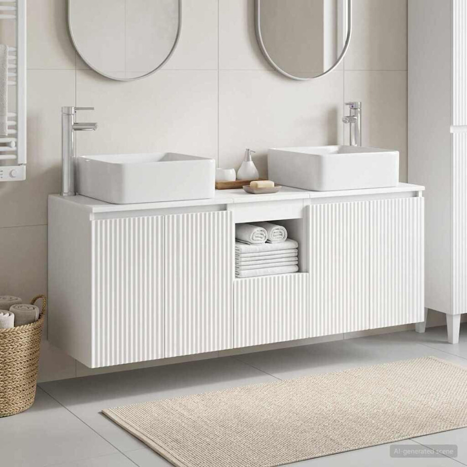 vidaXL Badkamerkastenset 3 st Wit 53 x 35 x 63 cm Bewerkt hout vidaXL Badkamerkastenset 3 st Wit 53 x 35 x 63 cm Bewerkt hout afbeelding 1