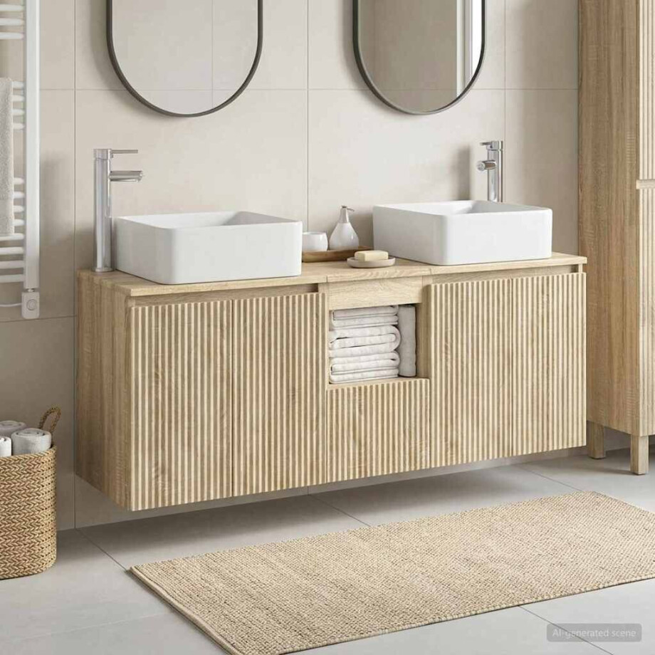 vidaXL Badkamerkastenset 3 st Sonoma Eiken 53 x 35 x 63 cm afbeelding 1