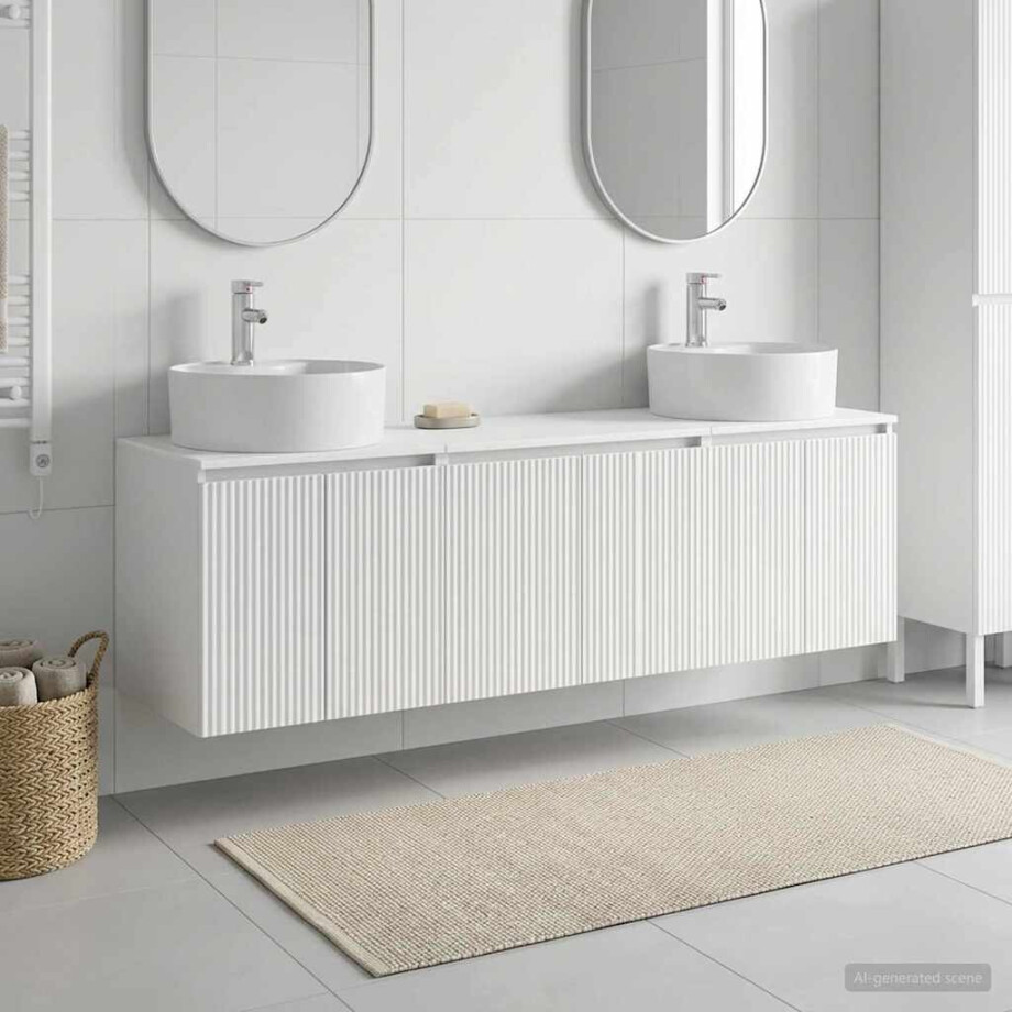 vidaXL Badkamerkastenset 3 st Wit 49,5 x 44,5 x 65 cm Bewerkt hout afbeelding 1