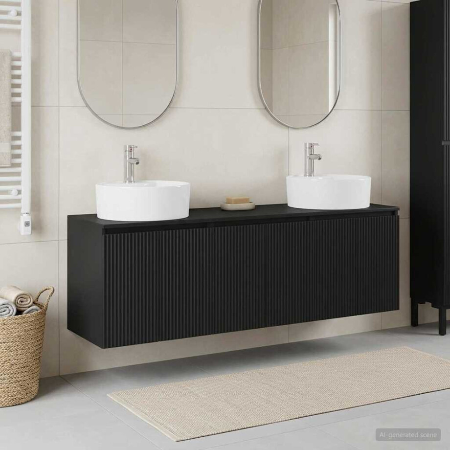 vidaXL Badkamerkastenset 3 st Zwart 49,5 x 44,5 x 65 cm Bewerkt hout vidaXL Badkamerkastenset 3 st Zwart 49,5 x 44,5 x 65 cm Bewerkt hout afbeelding 1