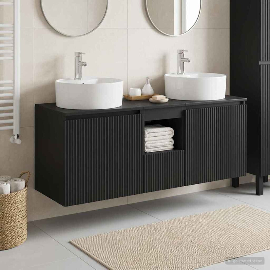 vidaXL Badkamerkastenset 3 st Zwart 49,5 x 44,5 x 65 cm Bewerkt hout vidaXL Badkamerkastenset 3 st Zwart 49,5 x 44,5 x 65 cm Bewerkt hout afbeelding 1