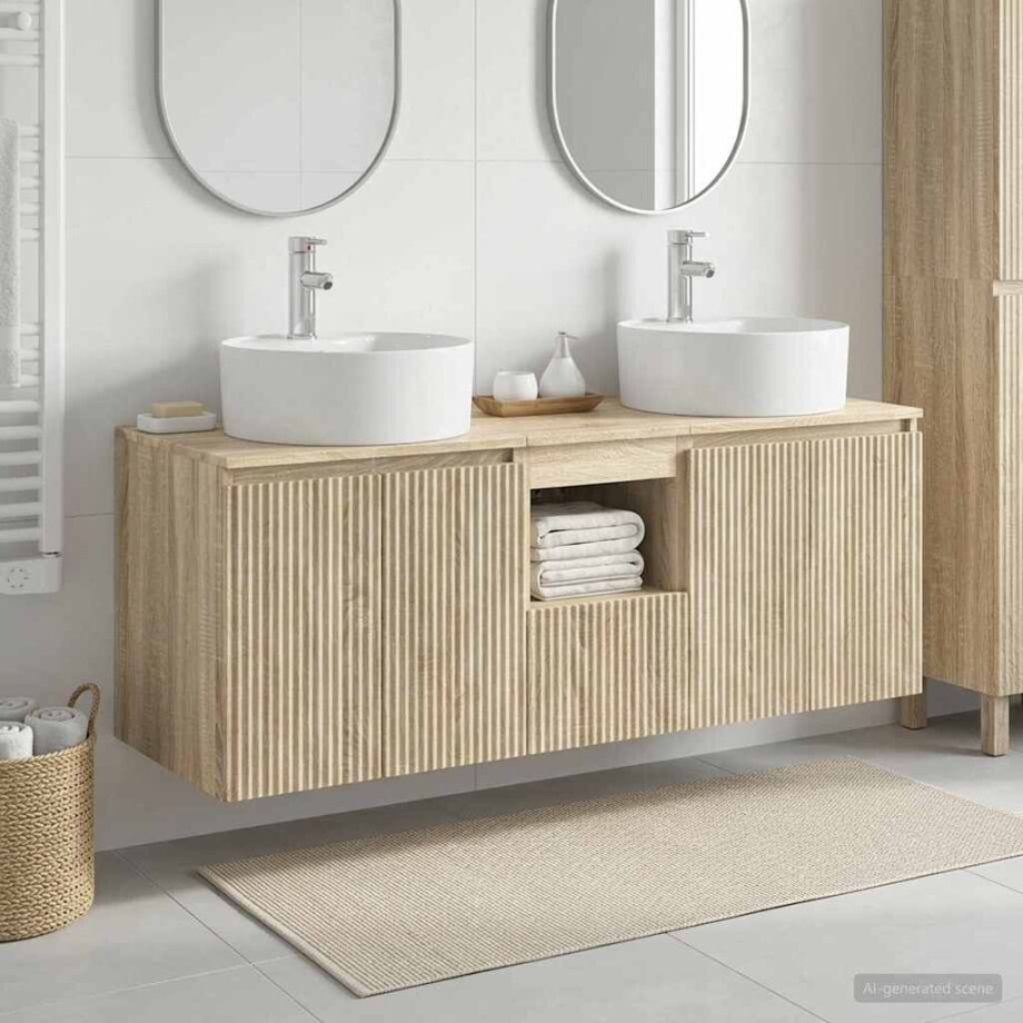 vidaXL Badkamerkastenset 3 st Sonoma Eiken 49,5 x 44,5 x 65 cm vidaXL Badkamerkastenset 3 st Sonoma Eiken 49,5 x 44,5 x 65 cm afbeelding 1