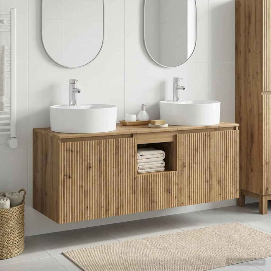 vidaXL Badkamerkastenset 3 st Artisanaal eiken 49,5 x 44,5 x 65 cm vidaXL Badkamerkastenset 3 st Artisanaal eiken 49,5 x 44,5 x 65 cm afbeelding 1