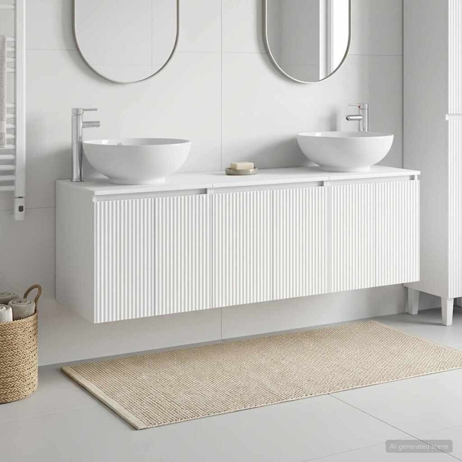 vidaXL Badkamerkastenset 3 st Wit 49,5 x 44,5 x 65 cm Bewerkt hout afbeelding 1