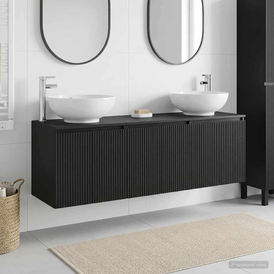vidaXL Badkamerkastenset 3 st Zwart 49,5 x 44,5 x 65 cm Bewerkt hout vidaXL Badkamerkastenset 3 st Zwart 49,5 x 44,5 x 65 cm Bewerkt hout afbeelding 1