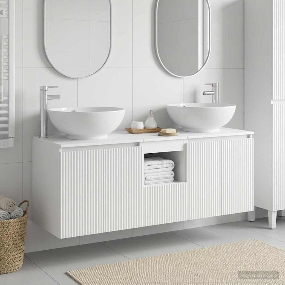 vidaXL Badkamerkastenset 3 st Wit 49,5 x 44,5 x 65 cm Bewerkt hout afbeelding 1
