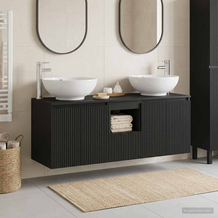 vidaXL Badkamerkastenset 3 st Zwart 49,5 x 44,5 x 65 cm Bewerkt hout vidaXL Badkamerkastenset 3 st Zwart 49,5 x 44,5 x 65 cm Bewerkt hout afbeelding 1