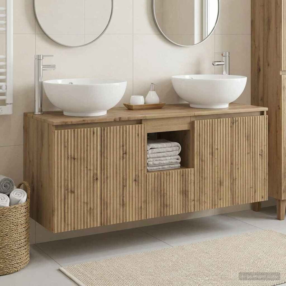 vidaXL Badkamerkastenset 3 st Artisanaal eiken 49,5 x 44,5 x 65 cm vidaXL Badkamerkastenset 3 st Artisanaal eiken 49,5 x 44,5 x 65 cm afbeelding 1