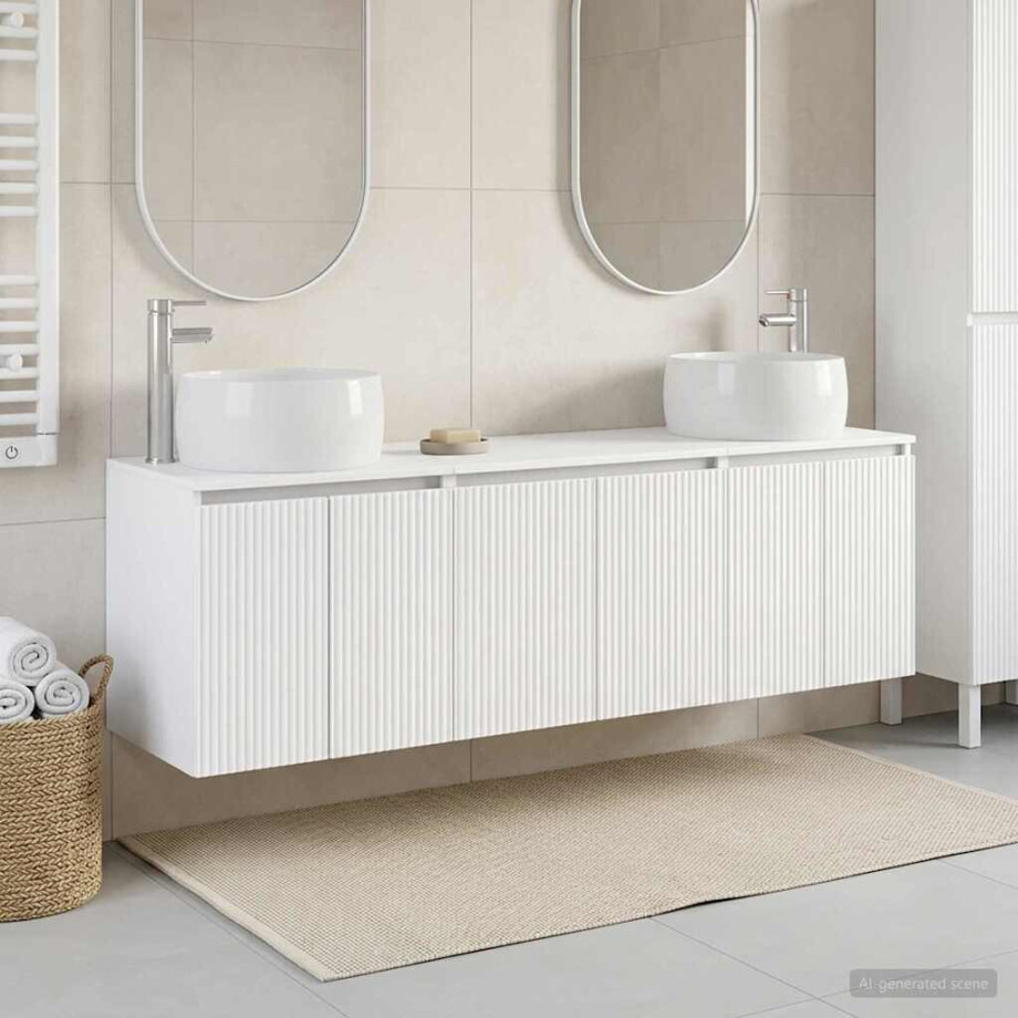 vidaXL Badkamerkastenset 3 st Wit 49,5 x 44,5 x 66 cm Bewerkt hout afbeelding 1