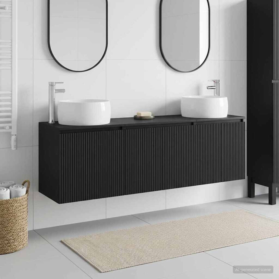 vidaXL Badkamerkastenset 3 st Zwart 49,5 x 44,5 x 66 cm Bewerkt hout vidaXL Badkamerkastenset 3 st Zwart 49,5 x 44,5 x 66 cm Bewerkt hout afbeelding 1