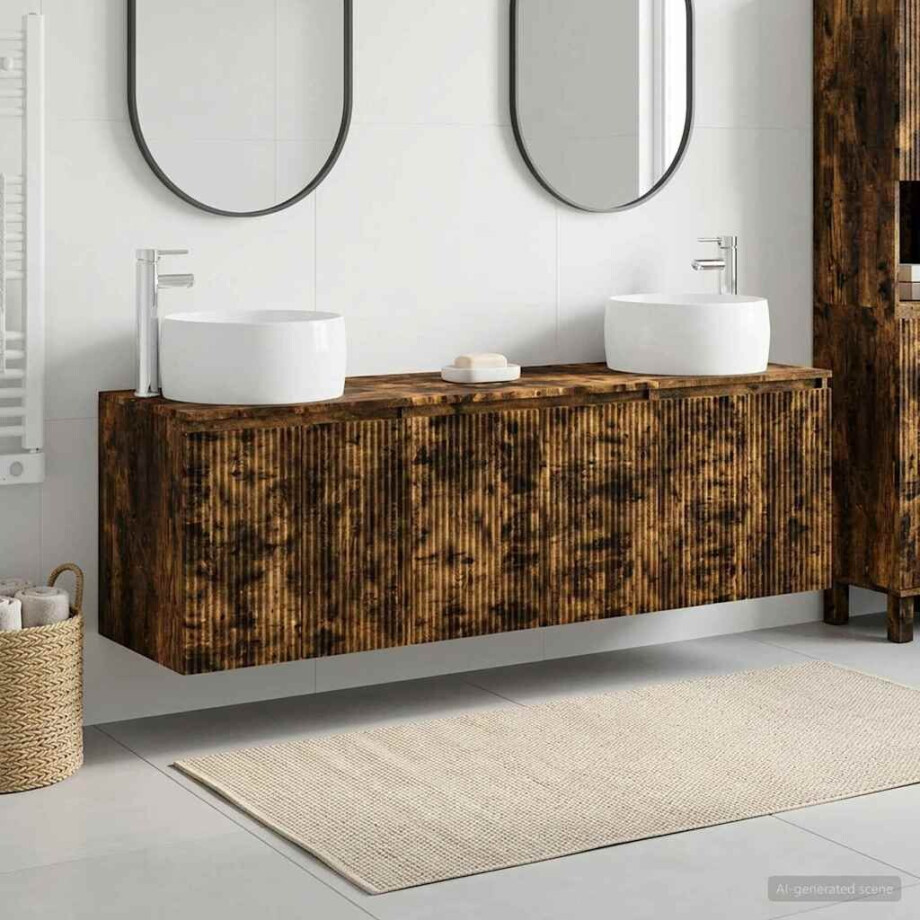 vidaXL Badkamerkastenset 3 st Gerookt eiken 49,5 x 44,5 x 66 cm vidaXL Badkamerkastenset 3 st Gerookt eiken 49,5 x 44,5 x 66 cm afbeelding 1