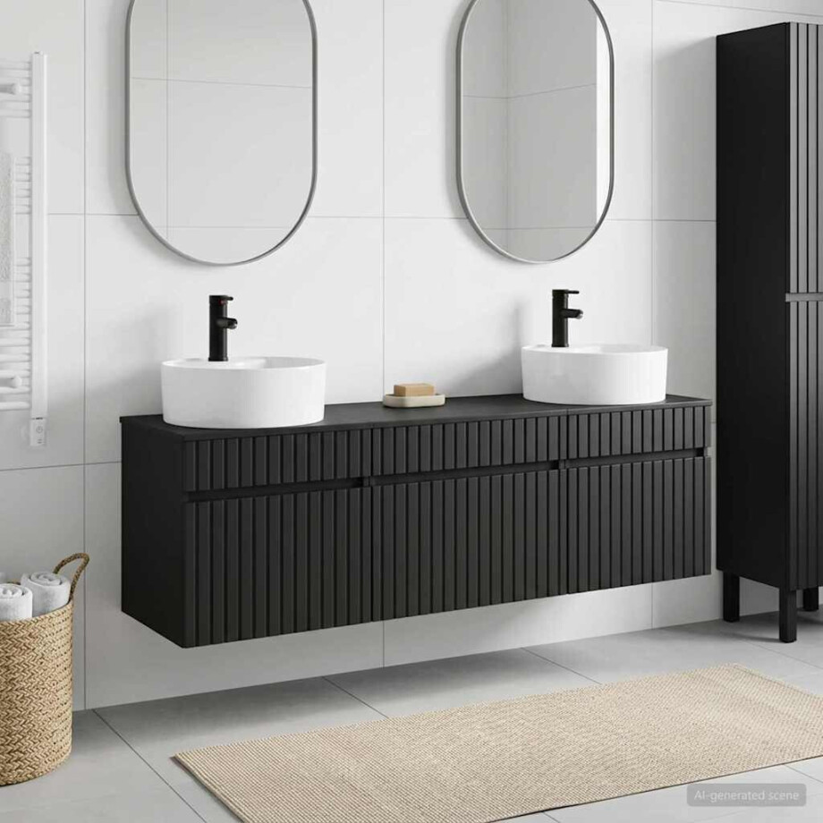 vidaXL Badkamerkastenset 3 st Zwart 49 x 44,5 x 65 cm Bewerkt hout vidaXL Badkamerkastenset 3 st Zwart 49 x 44,5 x 65 cm Bewerkt hout afbeelding 1