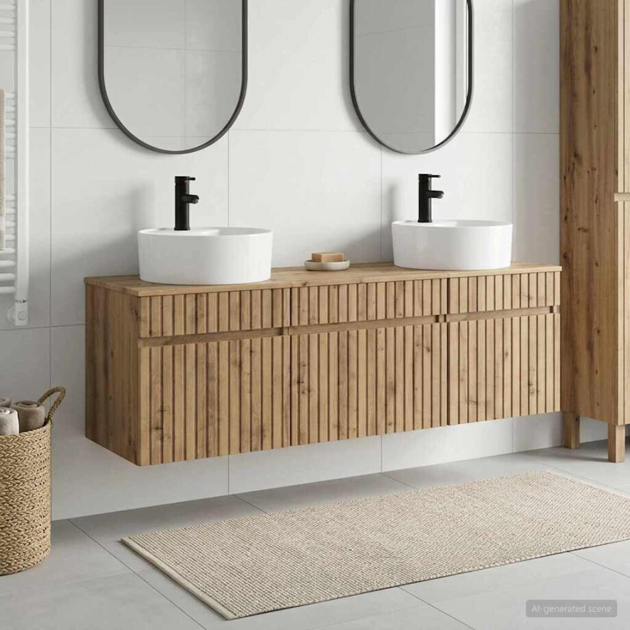 vidaXL Badkamerkastenset 3 st Artisanaal eiken 49 x 44,5 x 65 cm vidaXL Badkamerkastenset 3 st Artisanaal eiken 49 x 44,5 x 65 cm afbeelding 1