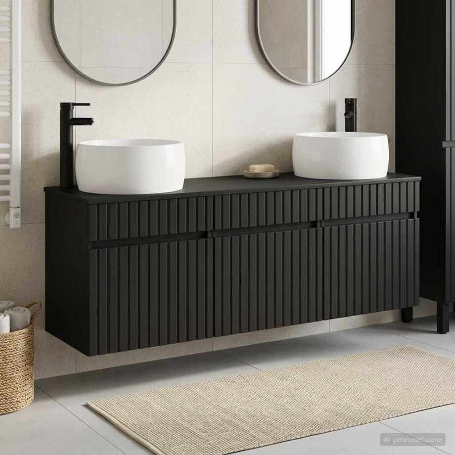 vidaXL Badkamerkastenset 3 st Zwart 49 x 44,5 x 66 cm Bewerkt hout vidaXL Badkamerkastenset 3 st Zwart 49 x 44,5 x 66 cm Bewerkt hout afbeelding 1