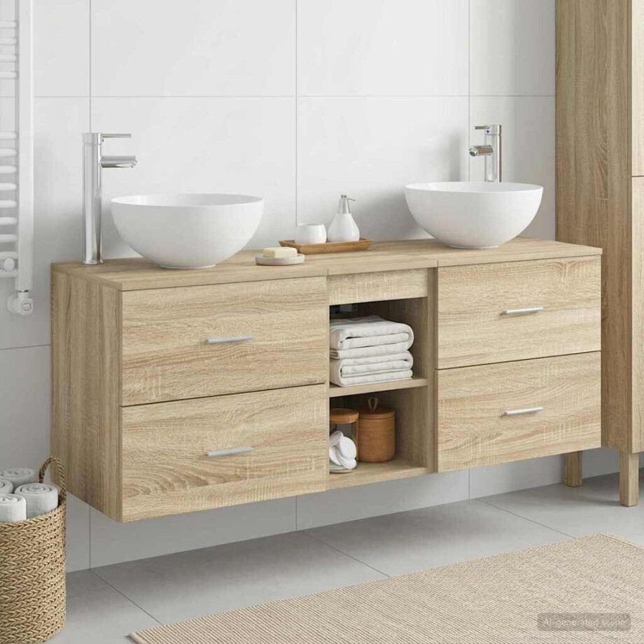 vidaXL Badkamerkastenset 3 st Sonoma Eiken 49,5 x 35 x 63 cm afbeelding 1