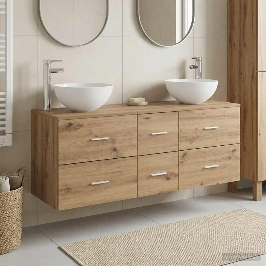 vidaXL Badkamerkastenset 3 st Artisanaal eiken 49,5 x 35 x 63 cm afbeelding 1