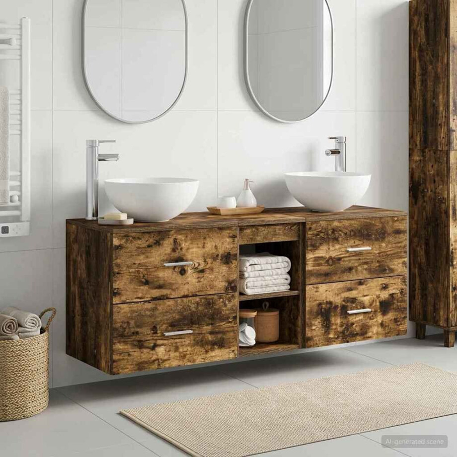 vidaXL Badkamerkastenset 3 st Gerookt eiken 49,5 x 41 x 64,5 cm vidaXL Badkamerkastenset 3 st Gerookt eiken 49,5 x 41 x 64,5 cm afbeelding 1