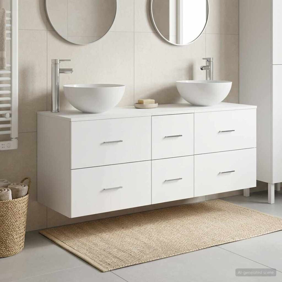 vidaXL Badkamerkastenset 3 st Wit 49,5 x 41 x 64,5 cm Bewerkt hout afbeelding 1
