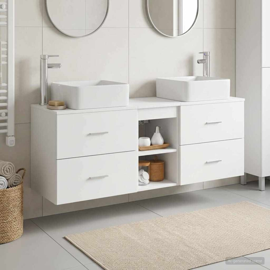 vidaXL Badkamerkastenset 3 st Wit 49,5 x 41 x 63 cm Bewerkt hout afbeelding 1