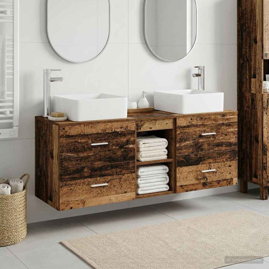 vidaXL Badkamerkastenset 3 st Oud hout 49,5 x 41 x 63 cm Bewerkt hout vidaXL Badkamerkastenset 3 st Oud hout 49,5 x 41 x 63 cm Bewerkt hout afbeelding 1