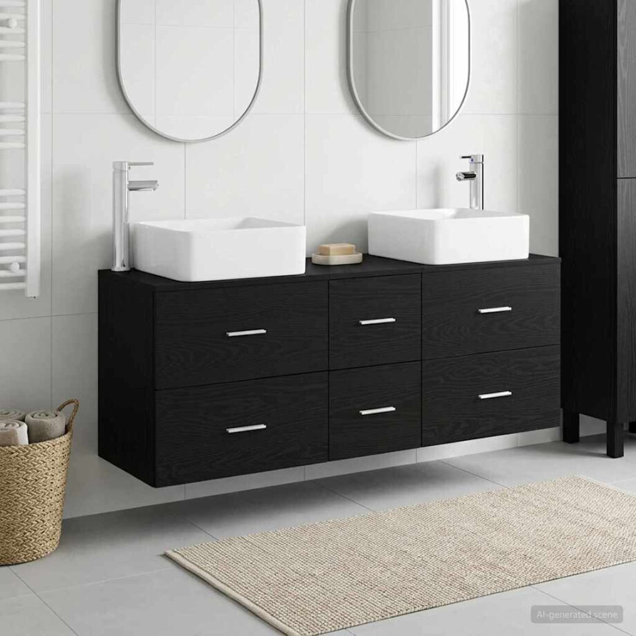 vidaXL Badkamerkastenset 3 st Zwart 49,5 x 41 x 63 cm Bewerkt hout vidaXL Badkamerkastenset 3 st Zwart 49,5 x 41 x 63 cm Bewerkt hout afbeelding 1