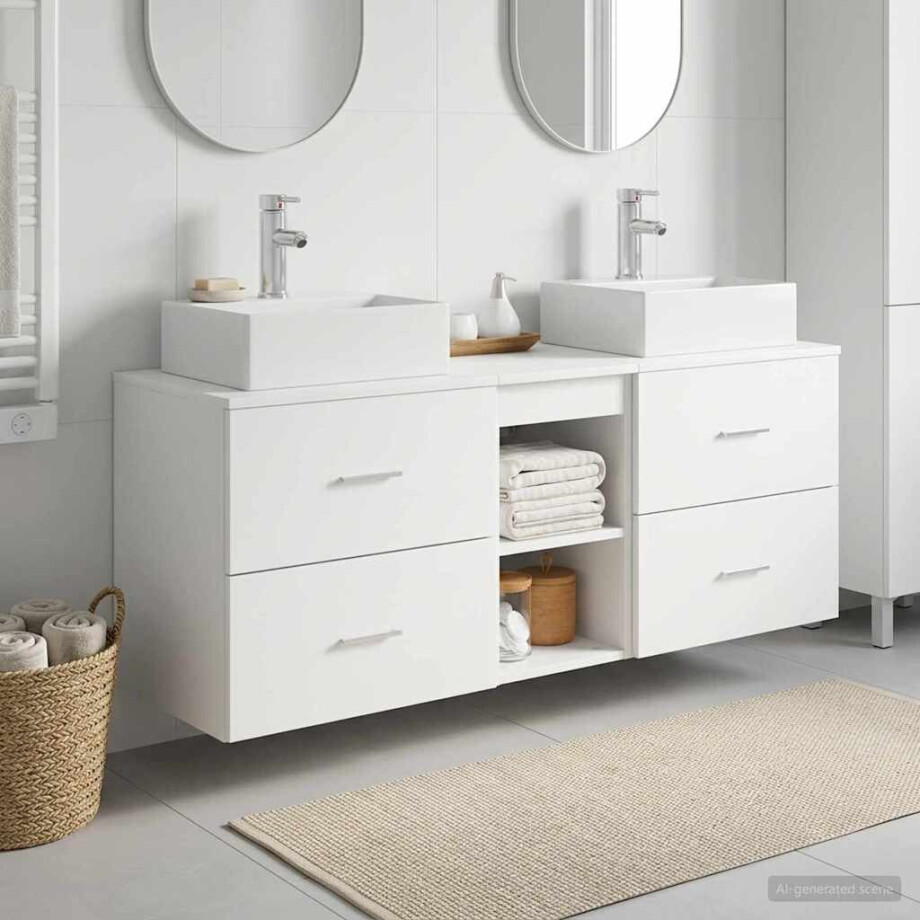 vidaXL Badkamerkastenset 3 st Wit 49,5 x 41 x 62,5 cm Bewerkt hout afbeelding 1