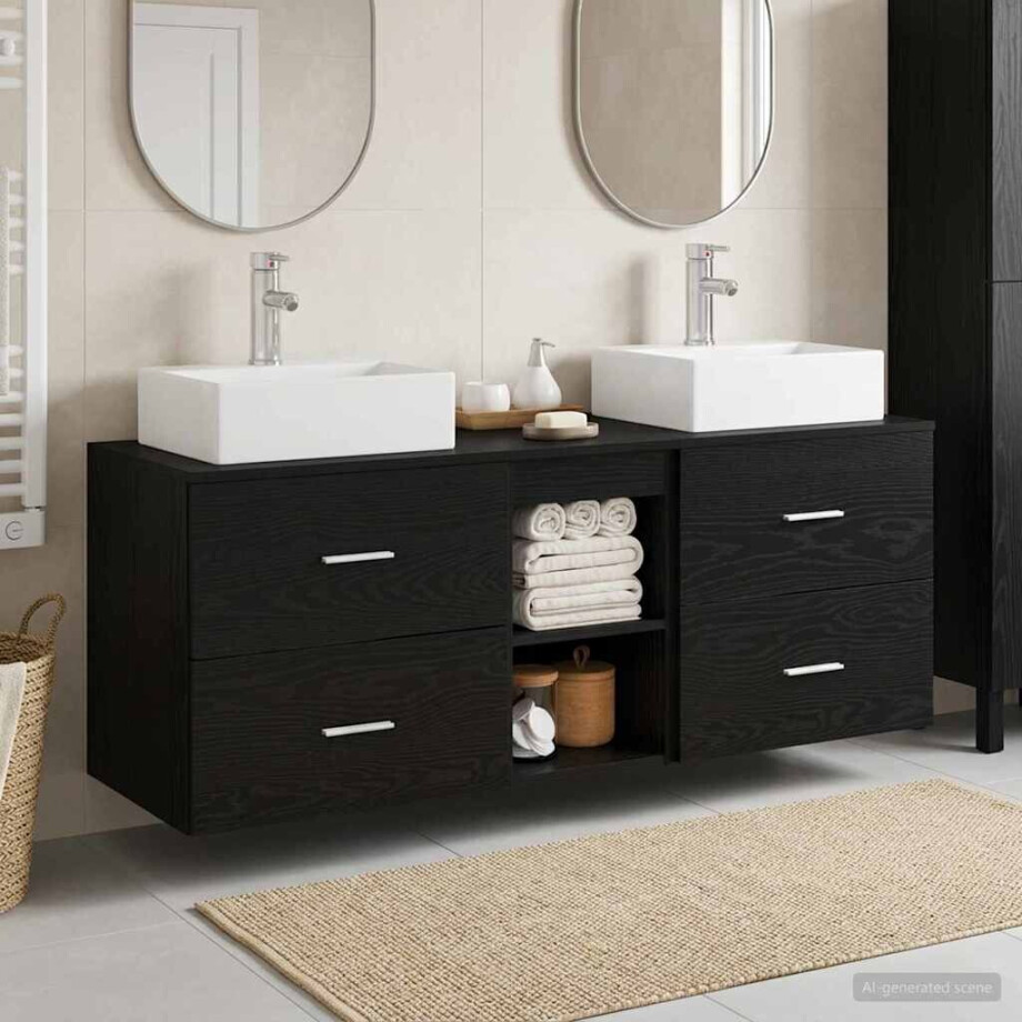 vidaXL Badkamerkastenset 3 st Zwart 49,5 x 41 x 62,5 cm Bewerkt hout vidaXL Badkamerkastenset 3 st Zwart 49,5 x 41 x 62,5 cm Bewerkt hout afbeelding 1