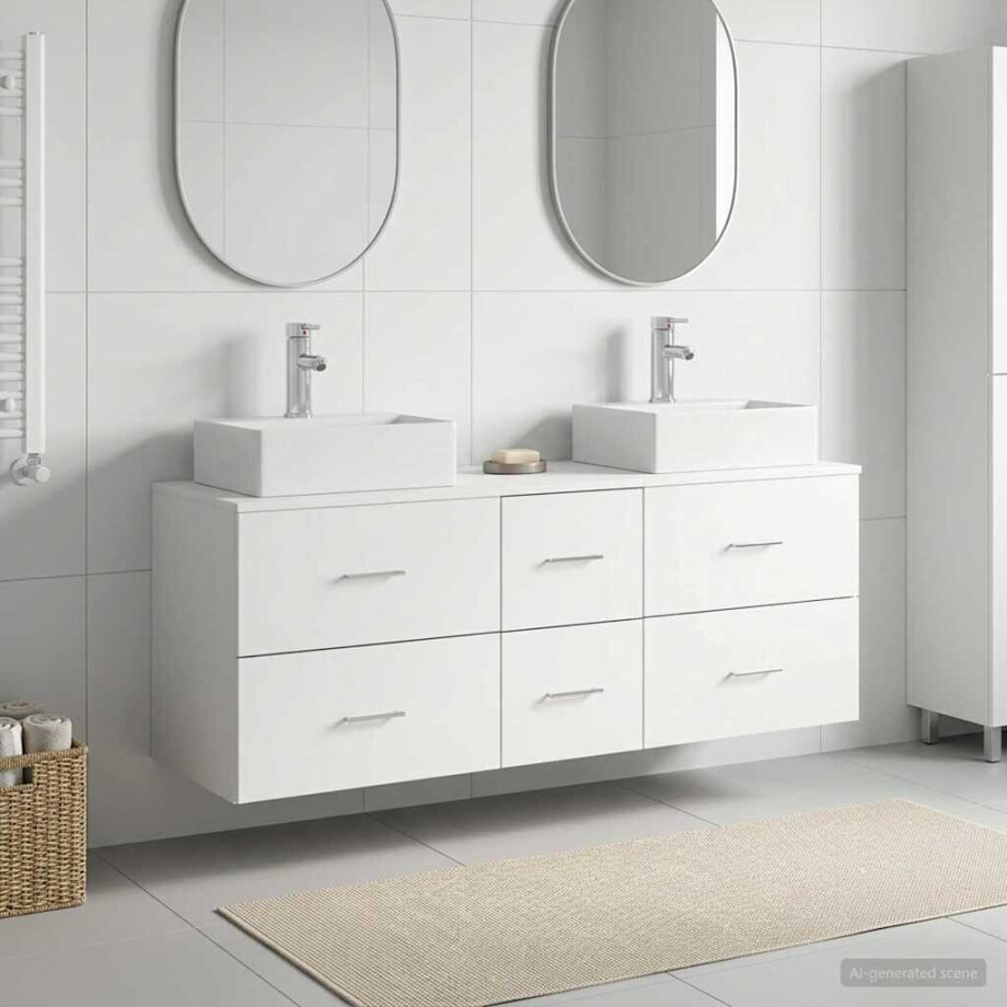 vidaXL Badkamerkastenset 3 st Wit 49,5 x 41 x 62,5 cm Bewerkt hout afbeelding 1