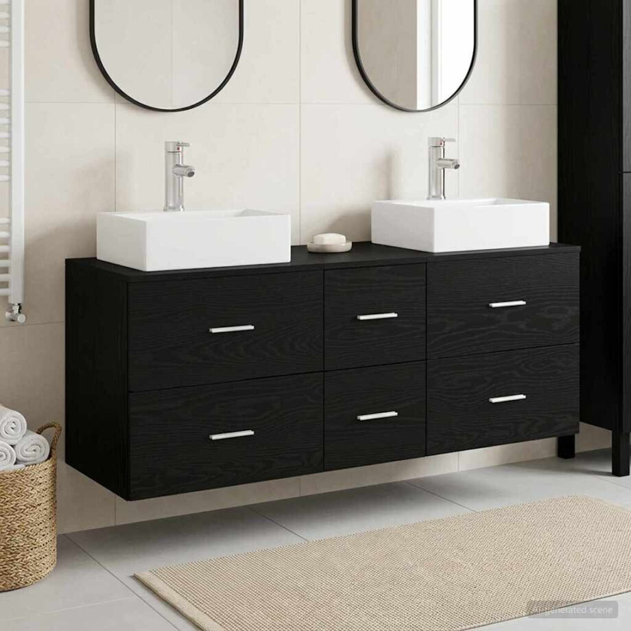 vidaXL Badkamerkastenset 3 st Zwart 49,5 x 41 x 62,5 cm Bewerkt hout vidaXL Badkamerkastenset 3 st Zwart 49,5 x 41 x 62,5 cm Bewerkt hout afbeelding 1