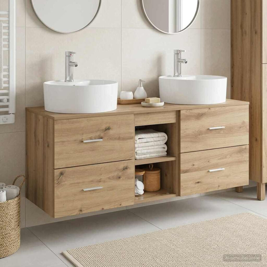 vidaXL Badkamerkastenset 3 st Artisanaal eiken 49,5 x 44,5 x 65 cm vidaXL Badkamerkastenset 3 st Artisanaal eiken 49,5 x 44,5 x 65 cm afbeelding 1