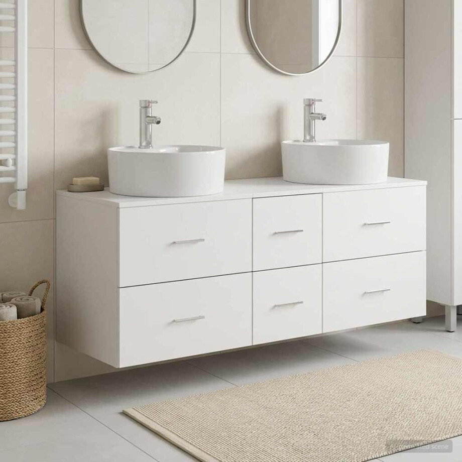 vidaXL Badkamermeubelset 3 st Wit 49,5 x 44,5 x 65 cm Bewerkt hout afbeelding 1