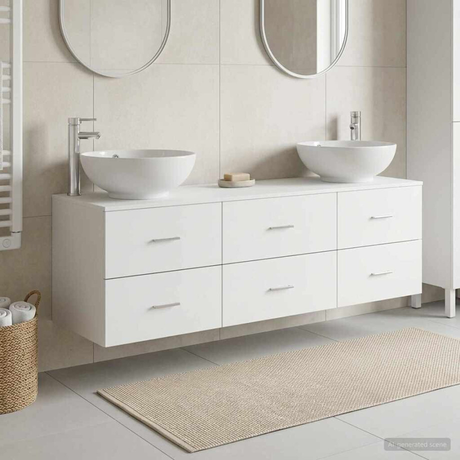 vidaXL Badkamermeubelset 3 st Wit 49,5 x 44,5 x 65 cm Bewerkt hout afbeelding 1