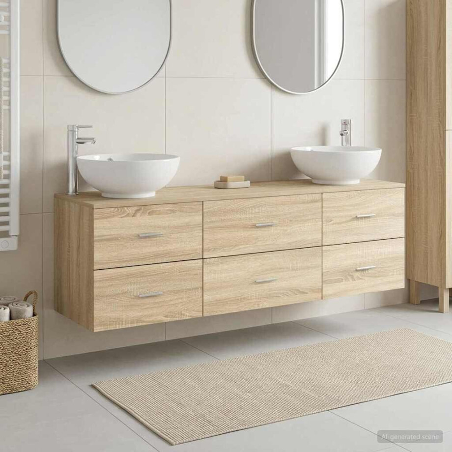 vidaXL Badkamermeubelset 3 st Sonoma Eiken 49,5 x 44,5 x 65 cm afbeelding 1