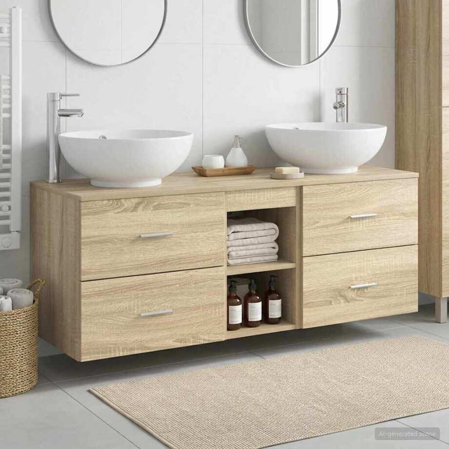 vidaXL Badkamermeubelset 3 st Sonoma Eiken 49,5 x 44,5 x 65 cm afbeelding 1