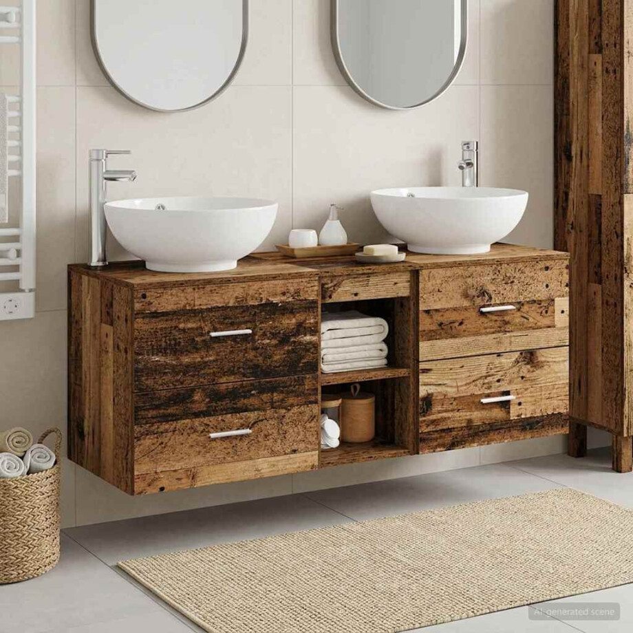 vidaXL Badkamermeubelset 3 st Oud hout 49,5 x 44,5 x 65 cm afbeelding 1