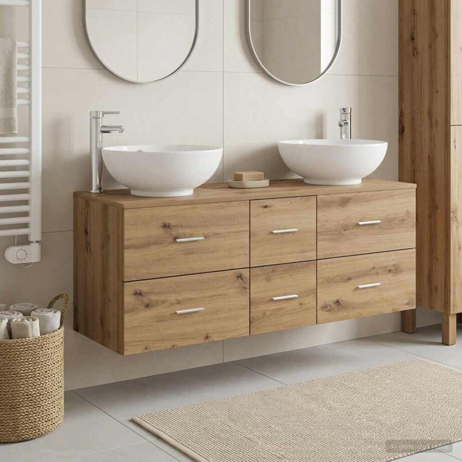 vidaXL Badkamermeubelset 3 st Artisanaal eiken 49,5 x 44,5 x 65 cm vidaXL Badkamermeubelset 3 st Artisanaal eiken 49,5 x 44,5 x 65 cm afbeelding 1