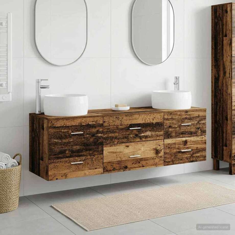 vidaXL Badkamermeubelset 3 st Oud hout 49,5 x 44,5 x 66 cm vidaXL Badkamermeubelset 3 st Oud hout 49,5 x 44,5 x 66 cm afbeelding 1
