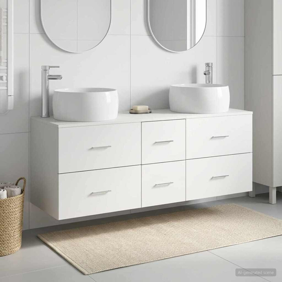 vidaXL Badkamermeubelset 3 st Wit 49,5 x 44,5 x 66 cm Bewerkt hout afbeelding 1