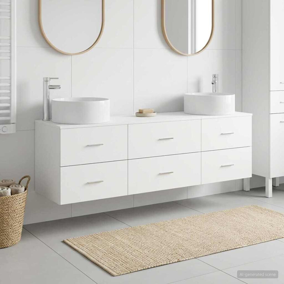 vidaXL Badkamermeubelset 3 st Wit 49,5 x 44,5 x 65,5 cm Bewerkt hout afbeelding 1