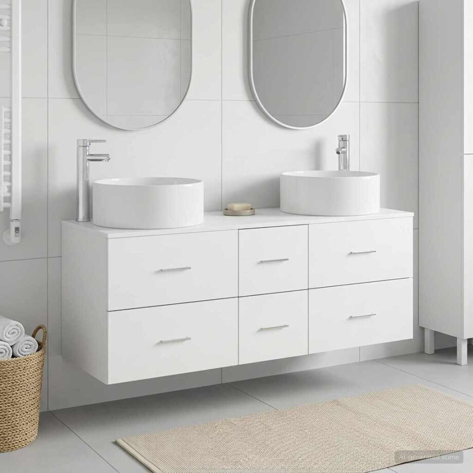 vidaXL Badkamermeubelset 3 st Wit 49,5 x 44,5 x 65,5 cm Bewerkt hout afbeelding 1
