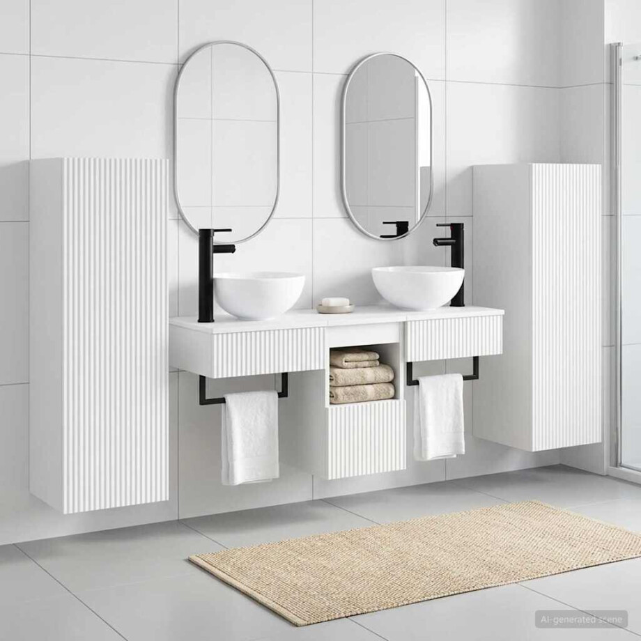 vidaXL Badkamermeubelset 5 st Wit 33 x 34,5 x 100 cm Bewerkt hout afbeelding 1