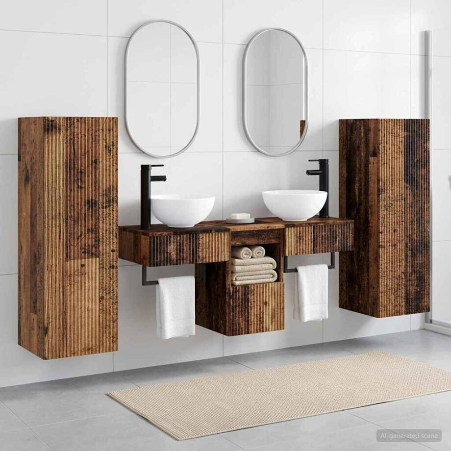 vidaXL Badkamermeubelset 5 st Oud hout 33 x 34,5 x 100 cm Bewerkt hout afbeelding 1