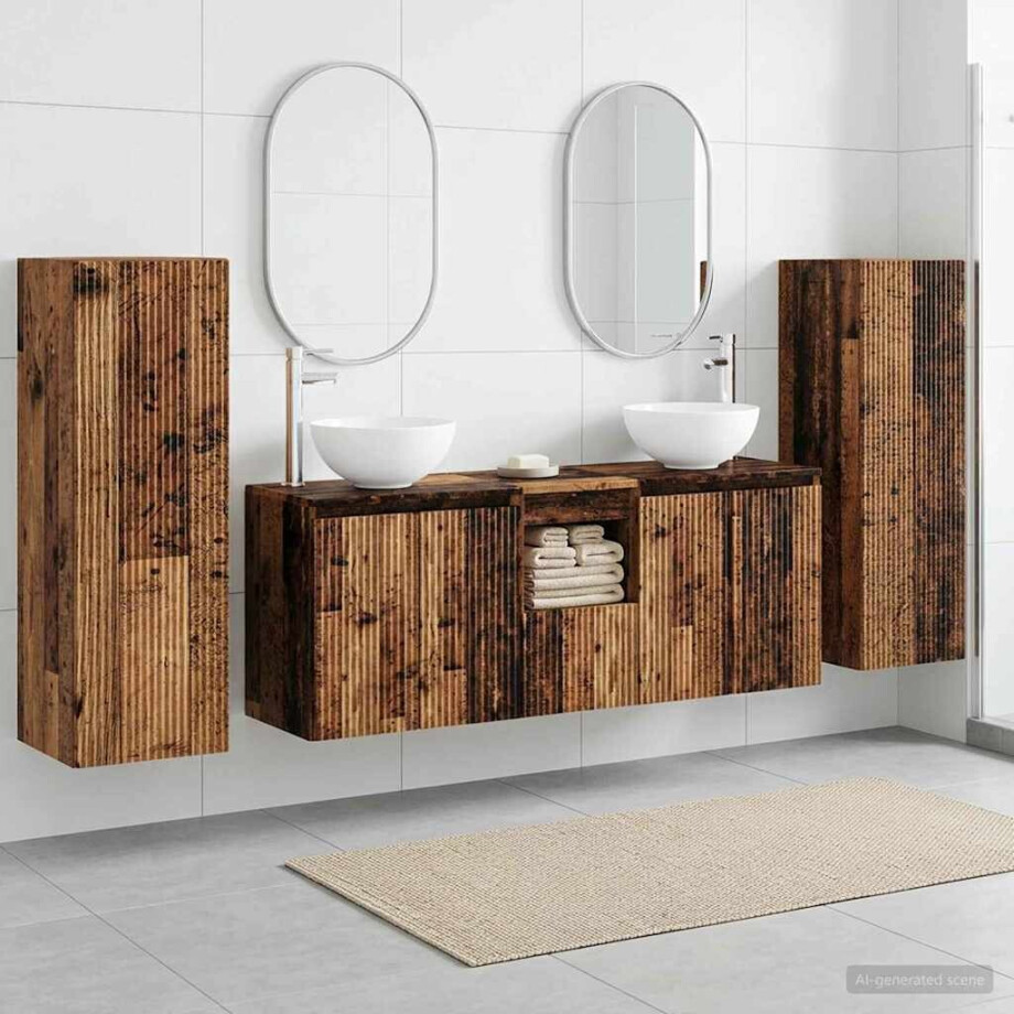 vidaXL Badkamermeubelset 5 st Oud hout 33 x 34,5 x 100 cm Bewerkt hout afbeelding 1