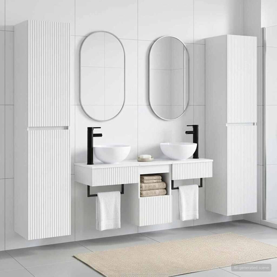 vidaXL Badkamermeubelset 5 st Wit 33 x 34,5 x 160 cm Bewerkt hout afbeelding 1