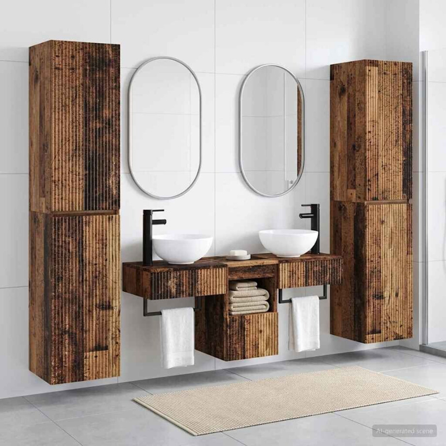 vidaXL Badkamermeubelset 5 st Oud hout 33 x 34,5 x 160 cm Bewerkt hout afbeelding 1