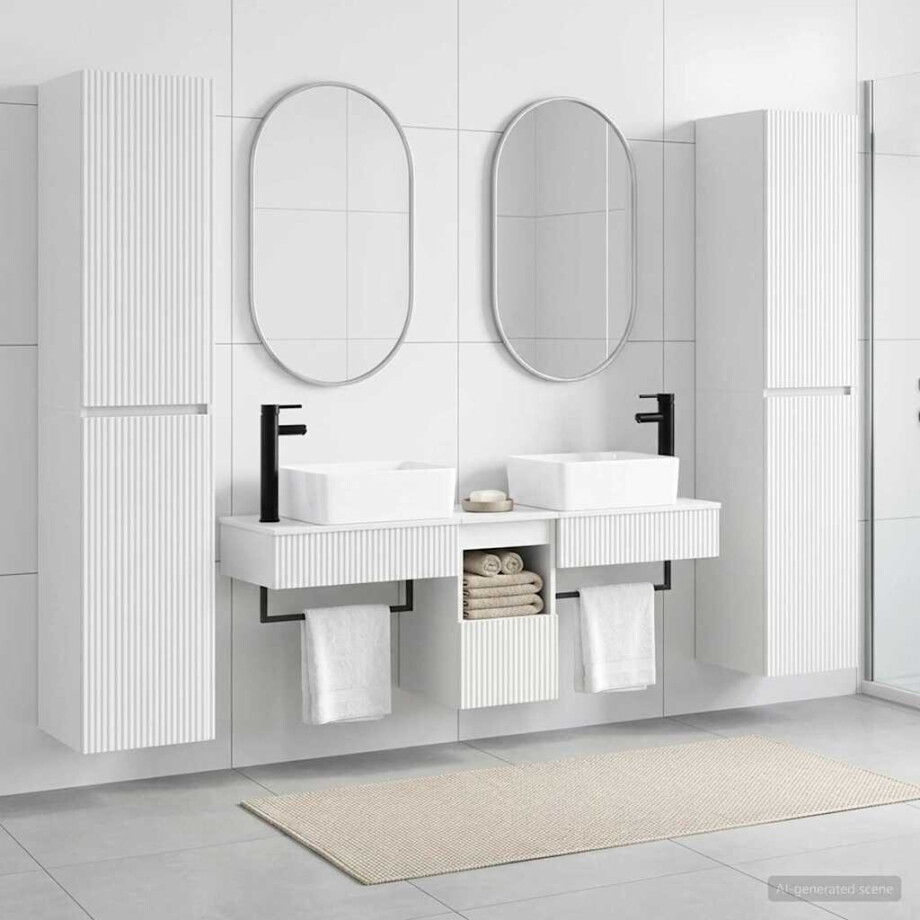 vidaXL Badkamermeubelset 5 st Wit 33 x 34,5 x 160 cm Bewerkt hout afbeelding 1