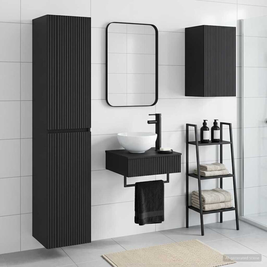 vidaXL Badkamermeubelset 3 st Zwart 33 x 34,5 x 160 cm Bewerkt hout afbeelding 1
